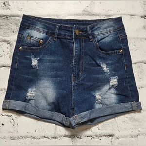 SHEIN High Waist Distressed Jean Shorts